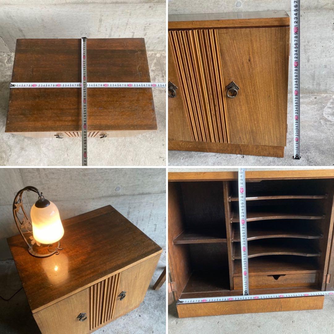 古い味のあるレコードキャビネット サイドボード ラック 棚 木製 昭和 レトロ