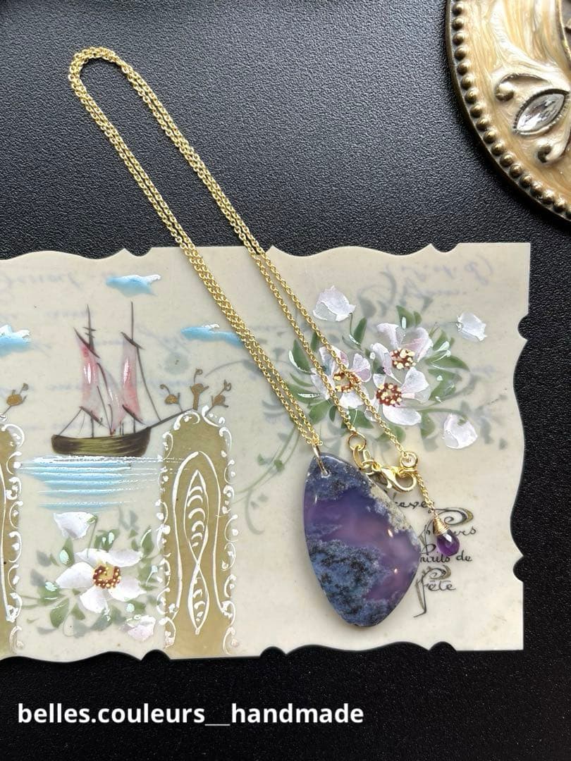 《1点限定》パープルモスアゲート＊14kgf ネックレス
