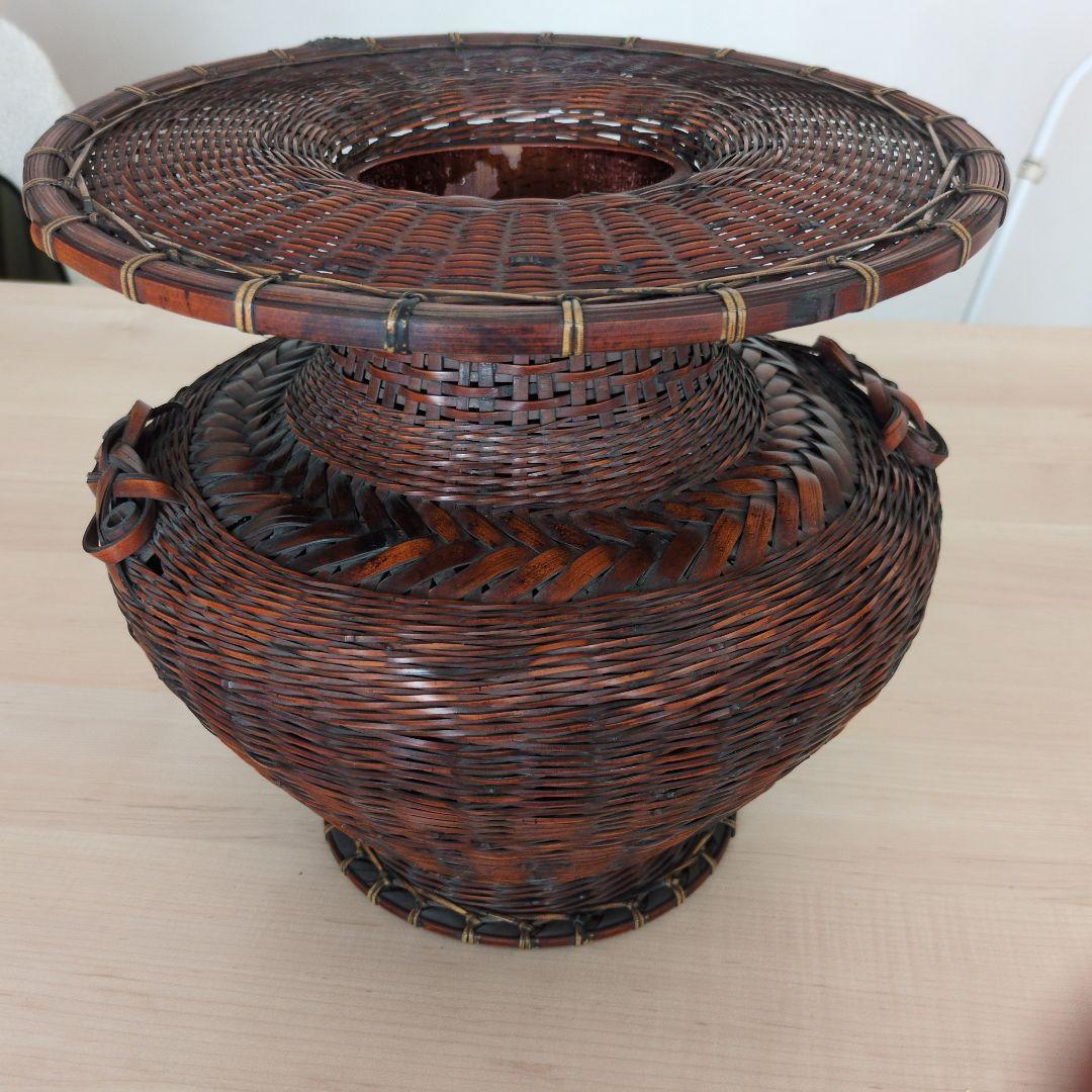 竹製 壺型　花器　華道　茶道　レトロ