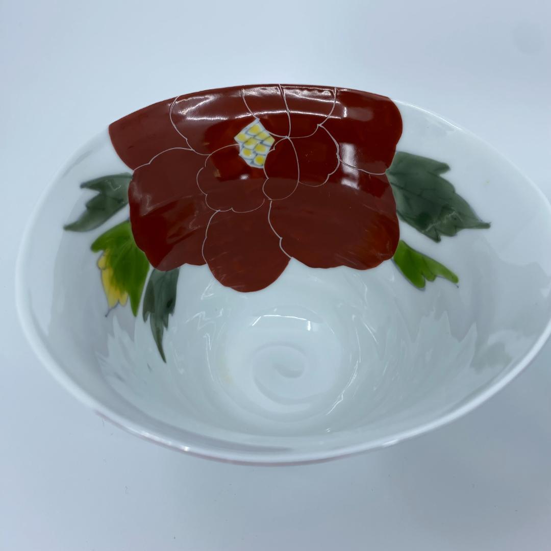 有田焼 泰山 赤牡丹・黒牡丹 なぶり深小丼 2個セット