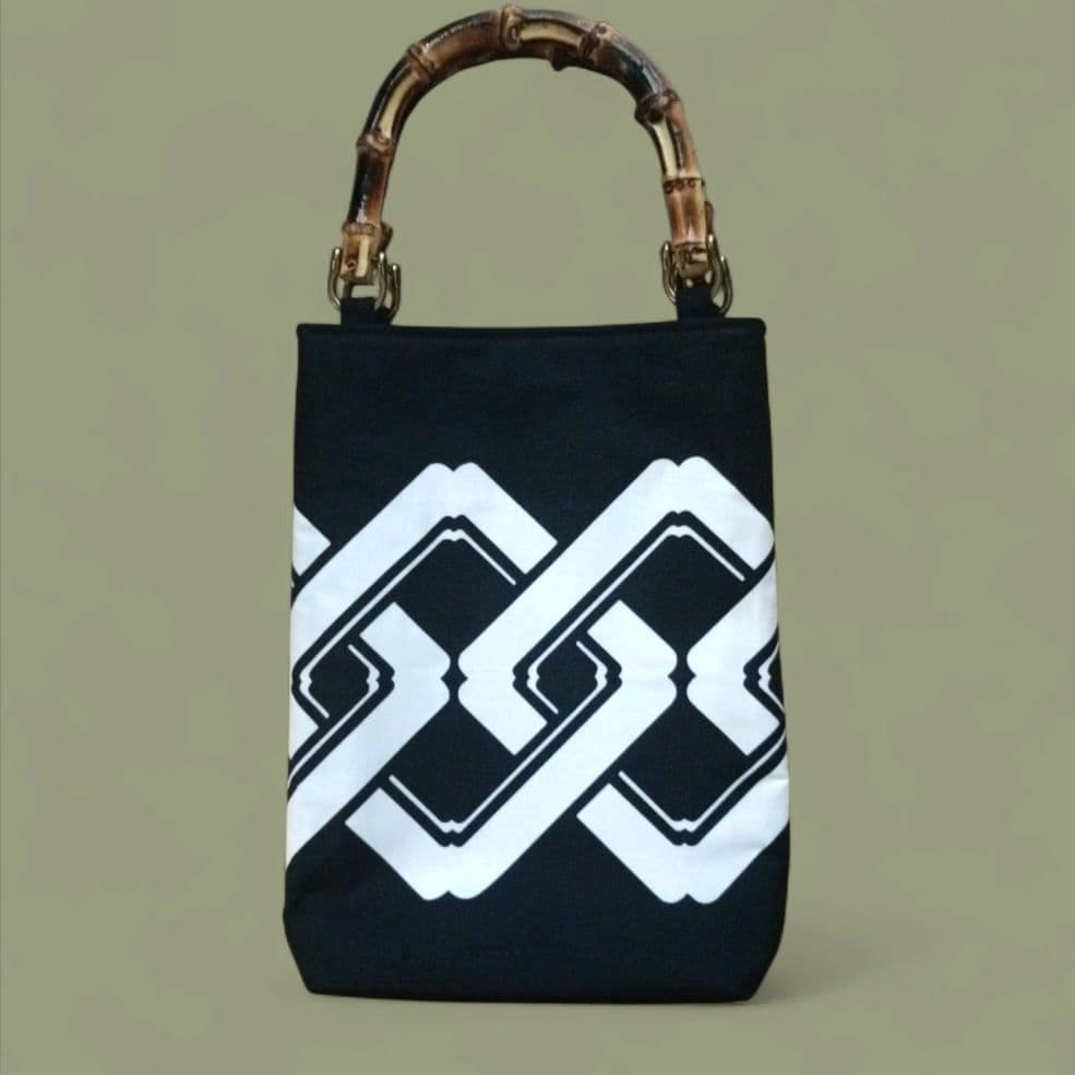 バンブー手提げ　吉原繋ぎ　和柄バッグ　お祭り　神輿　祭りバッグ