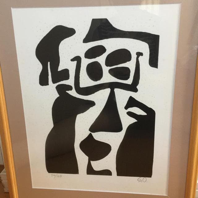 リトグラフ 「とりまく」大沢 昌助